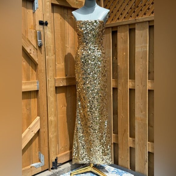 🆕 BRONX & BANCO 🧿 NWOT Farah Strapless Sequins Gown, Gold, Sz XS US 2 - Picture 10 of 14